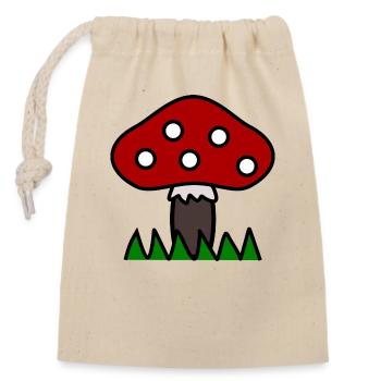 CHAMPIGNON. AUTOMNE. NATURE. ANNIVERSAIRE. FÊTE. - Sac cadeau en coton avec cordon (14 x 20 cm) - nature - Devant