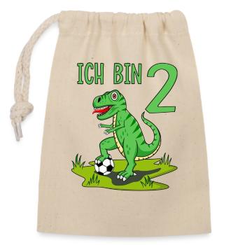 dinosaure rex football 2 anniversaire - Sac cadeau en coton avec cordon (14 x 20 cm) - nature - Devant