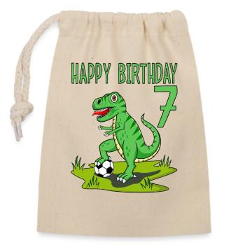 Dinosaur Rex Football 7 Happy Birthday Green - Closable cotton gift bag (14x20cm) - nature - Front