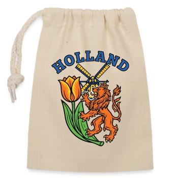 Hollande Tulipe moulin à vent Emblème - Sac cadeau en coton avec cordon (14 x 20 cm) - nature - Devant