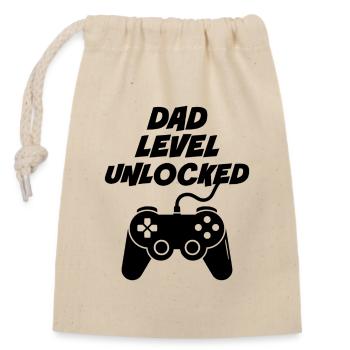Dad Level Unlocked - Closable cotton gift bag (14x20cm) - nature - Front