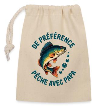 Pêche avec papa, aventures avec papa - Sac cadeau en coton avec cordon (14 x 20 cm) - nature - Devant