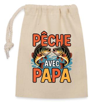 Pêche avec papa, aventures avec papa - Sac cadeau en coton avec cordon (14 x 20 cm) - nature - Devant