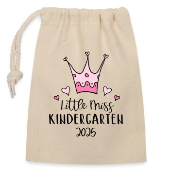 Little Miss Kindergarten 2025 Süßes Mädchen Kita - Verschließbarer Geschenkbeutel aus Baumwolle (14x20cm) - Natur - Vorne