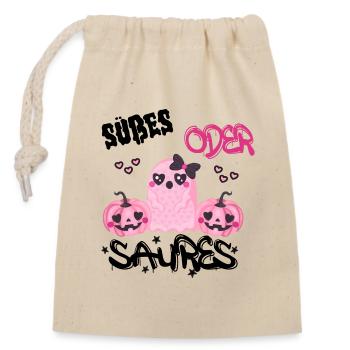 süßes oder saures Halloween Design - süßer Geist - Verschließbarer Geschenkbeutel aus Baumwolle (14x20cm) - Natur - Vorne