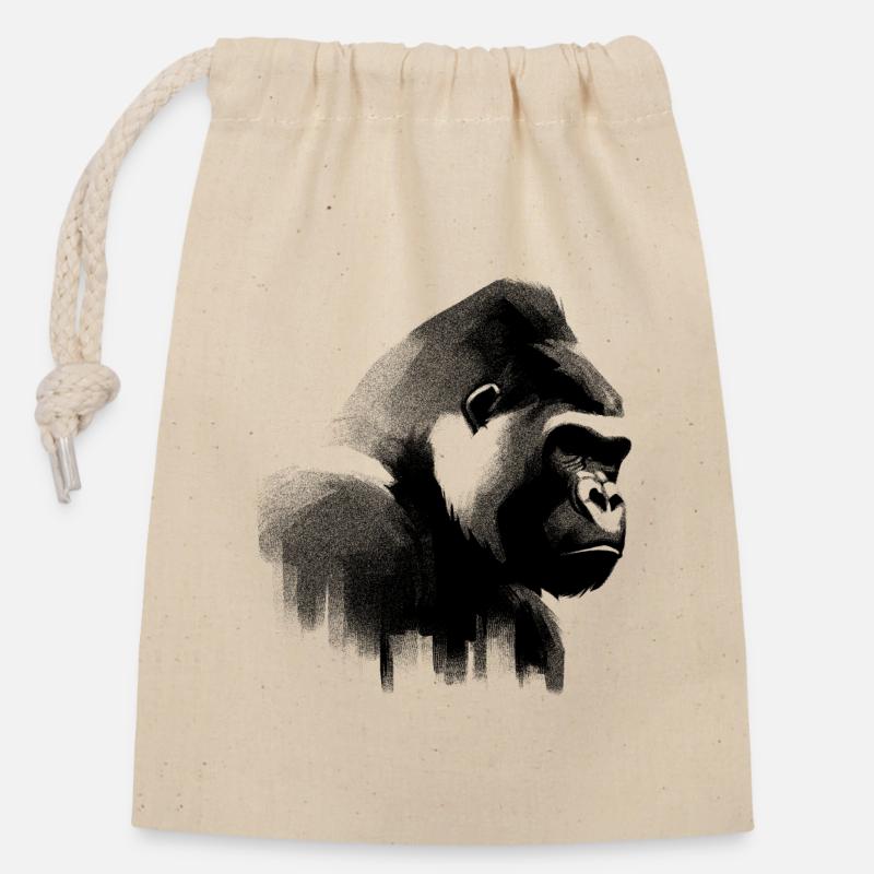 Gorilla Schattenspiel - Verschließbarer Geschenkbeutel aus Baumwolle (14x20cm) - Natur