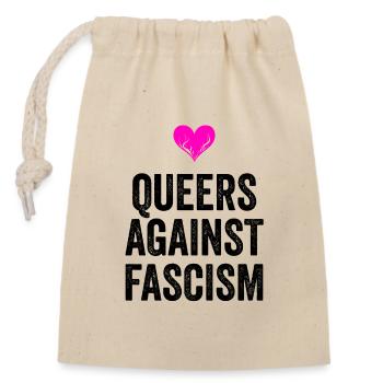 LES QUEERS CONTRE LE FASCISME - Sac cadeau en coton avec cordon (14 x 20 cm) - nature - Devant