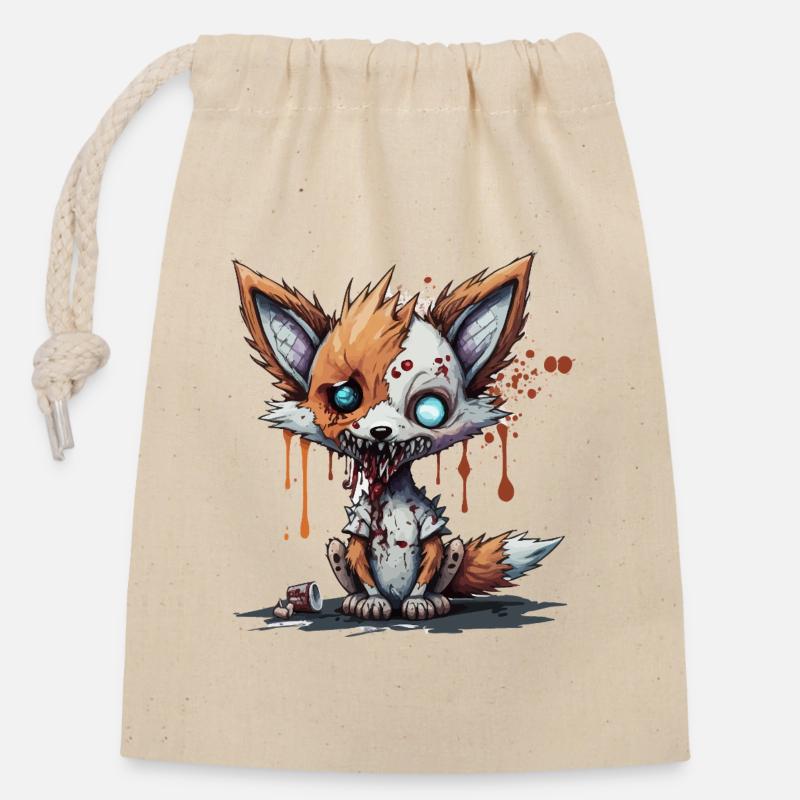 Zombie Fox - Closable cotton gift bag (14x20cm) - nature