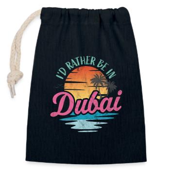 Je préfère être à Dubaï - Sac cadeau en coton avec cordon (14 x 20 cm) - bleu marine - Devant