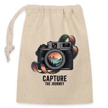 Capture the Journey - Closable cotton gift bag (14x20cm) - nature - Front