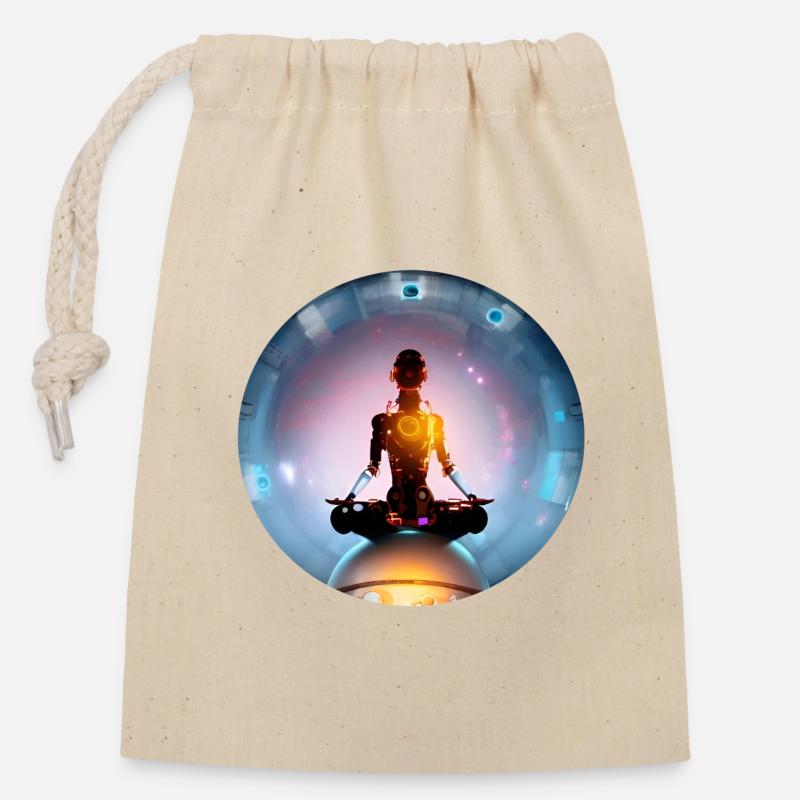 cyber yoga in space - Closable cotton gift bag (14x20cm) - nature