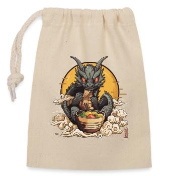 Nouilles dragon - Sac cadeau en coton avec cordon (14 x 20 cm) - nature - Devant