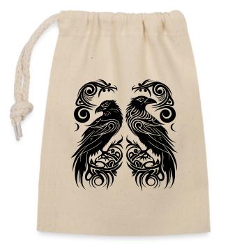 Odins Raben Hugin und Munin Tribal Tattoo Wikinger - Verschließbarer Geschenkbeutel aus Baumwolle (14x20cm) - Natur - Vorne