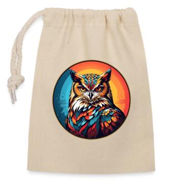 Colorful graphic owl design for owl fans - Closable cotton gift bag (14x20cm) - nature - Front