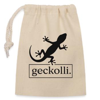 Gecko  - Verschließbarer Geschenkbeutel aus Baumwolle (14x20cm) - Natur - Vorne