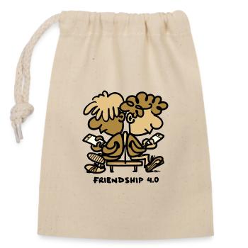 Friendship 4.0 - Verschließbarer Geschenkbeutel aus Baumwolle (14x20cm) - Natur - Vorne