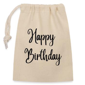 Happy Birthday - Verschließbarer Geschenkbeutel aus Baumwolle (14x20cm) - Natur - Vorne