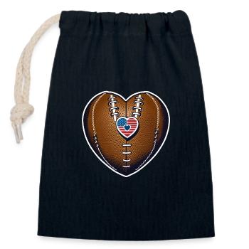 American Football Ball Love Heart For Fans Players - Sac cadeau en coton avec cordon (14 x 20 cm) - bleu marine - Devant