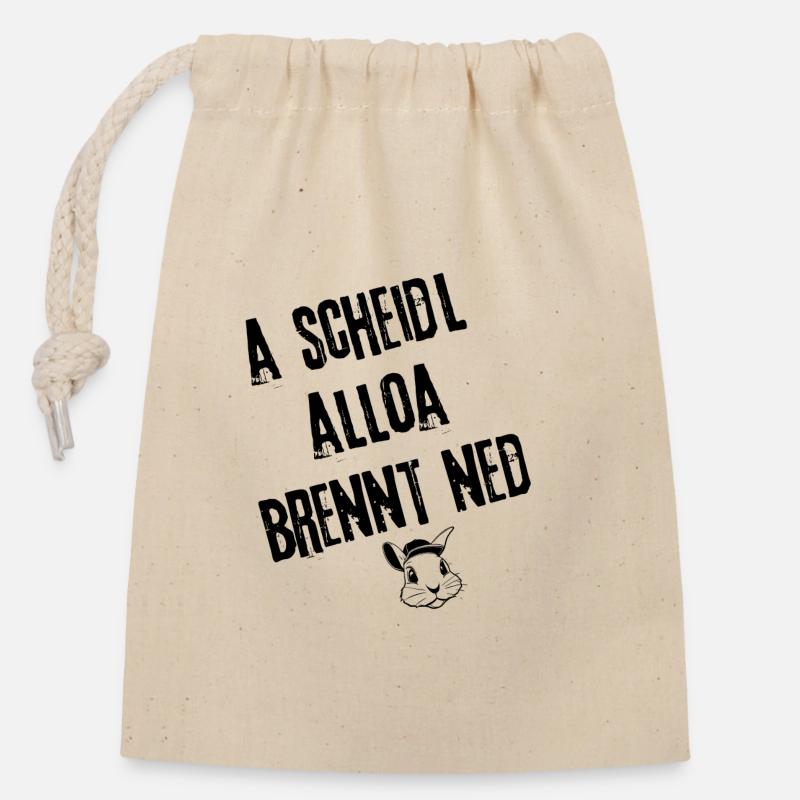ScheidlBrenntNed_Stylefrei | Redewendung - Verschließbarer Geschenkbeutel aus Baumwolle (14x20cm) - Natur