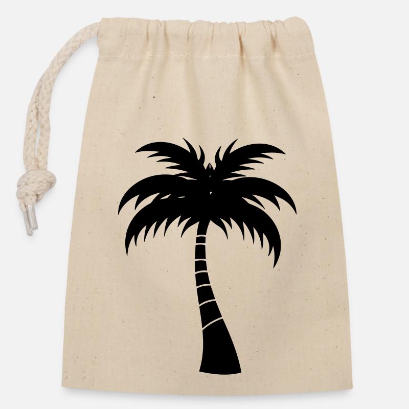 palmier - Sac cadeau en coton avec cordon (14 x 20 cm) - nature