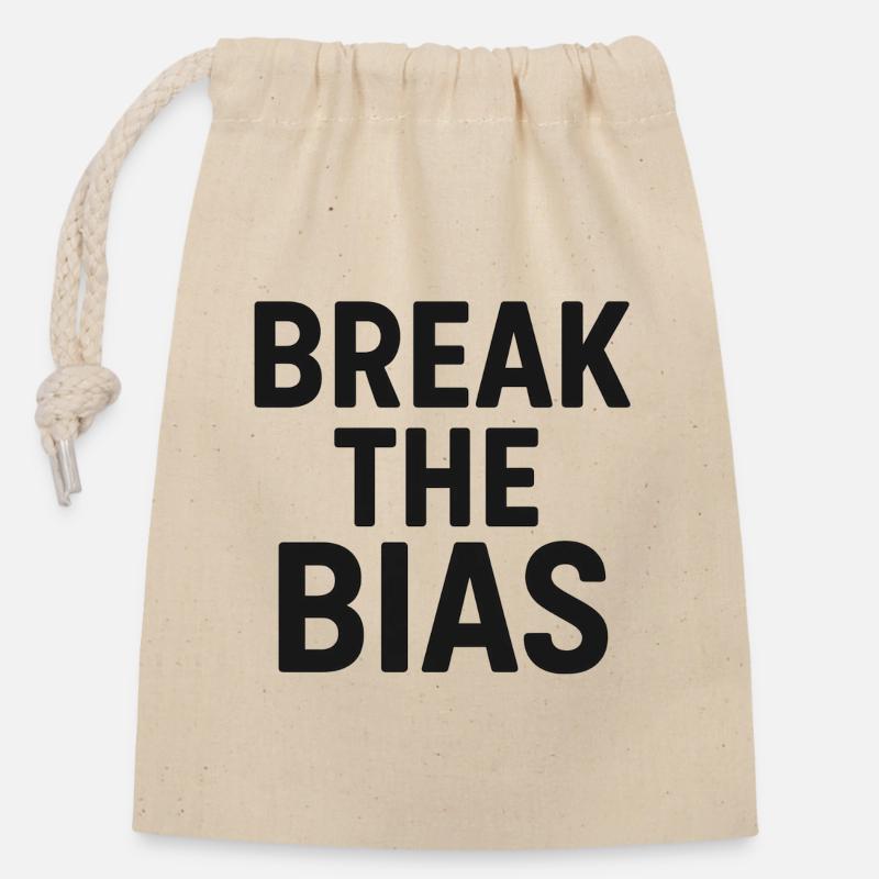 Break the bias - Verschließbarer Geschenkbeutel aus Baumwolle (14x20cm) - Natur