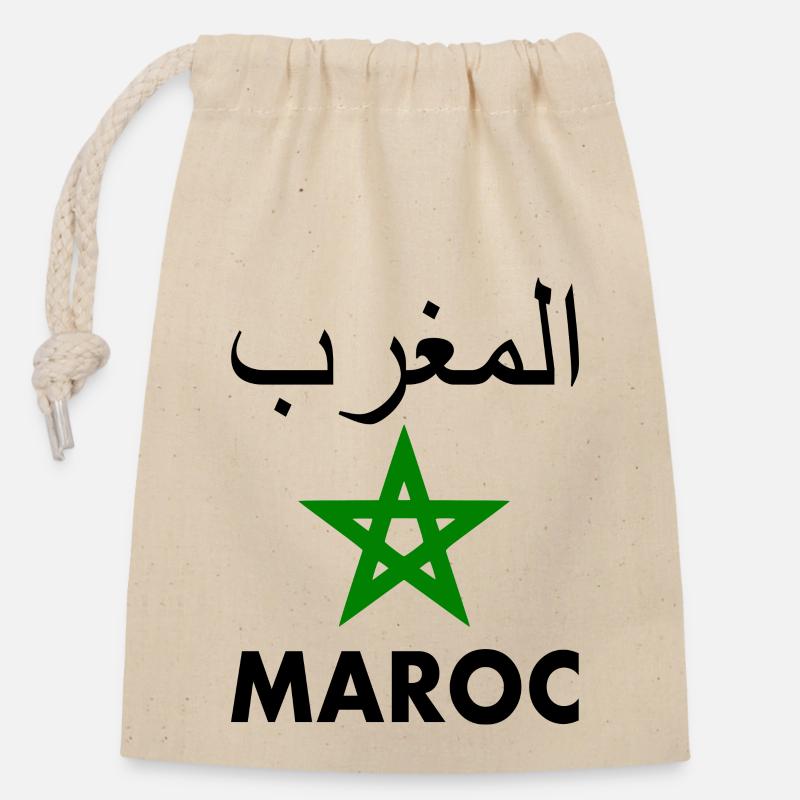 Maroc - Sac cadeau en coton avec cordon (14 x 20 cm) - nature