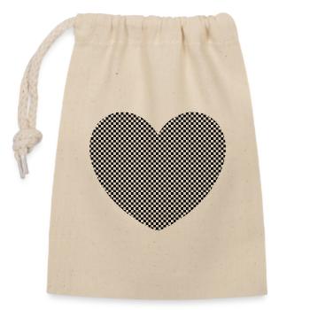 cœur noir cadeau - Sac cadeau en coton avec cordon (14 x 20 cm) - nature - Devant