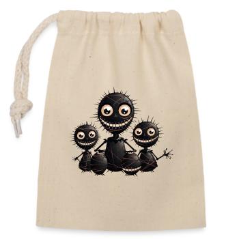 Faszinierende Voodoo Puppenfamilie - City Mode - Verschließbarer Geschenkbeutel aus Baumwolle (14x20cm) - Natur - Vorne