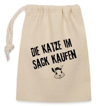 Vertrauensvolle Katzen-Deals | Redewendung - Verschließbarer Geschenkbeutel aus Baumwolle (14x20cm) - Natur - Vorne