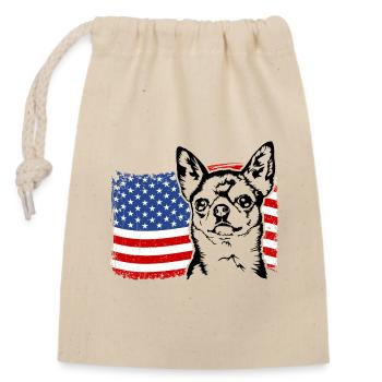 Chihuahua US Amerika Fahne Hunde Hund Wilsigns - Verschließbarer Geschenkbeutel aus Baumwolle (14x20cm) - Natur - Vorne