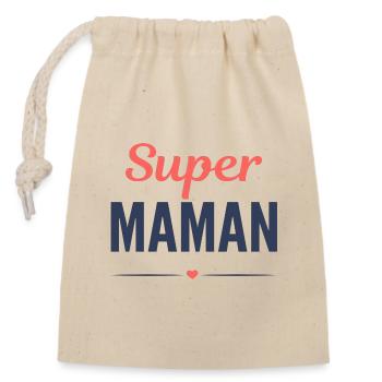 Super maman cadeau humour fête des mères - Sac cadeau en coton avec cordon (14 x 20 cm) - nature - Devant