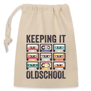 80s 90s Cassette Mixtape Retro Funny - Closable cotton gift bag (14x20cm) - nature - Front