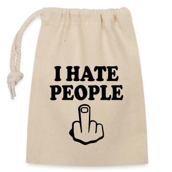 I hate people - Verschließbarer Geschenkbeutel aus Baumwolle (14x20cm) - Natur - Vorne