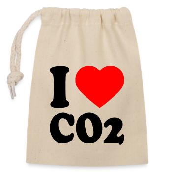 I love co2 - Closable cotton gift bag (14x20cm) - nature - Front