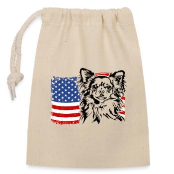 Chihuahua US Amerika Fahne Hunde Hund Wilsigns - Verschließbarer Geschenkbeutel aus Baumwolle (14x20cm) - Natur - Vorne