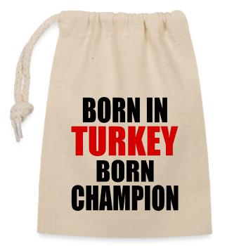 born in turkey born champion - Turquie - Sac cadeau en coton avec cordon (14 x 20 cm) - nature - Devant