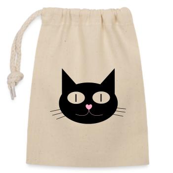 Cute cat, tomcat with heart-shaped nose - Closable cotton gift bag (14x20cm) - nature - Front