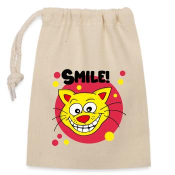 Smile! - Verschließbarer Geschenkbeutel aus Baumwolle (14x20cm) - Natur - Vorne