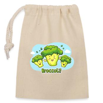 Broccoli - Closable cotton gift bag (14x20cm) - nature - Front