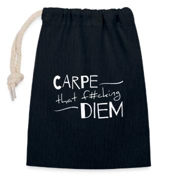 Carpe That F#cking Diem Inspiration Motivation - Closable cotton gift bag (14x20cm) - navy - Front