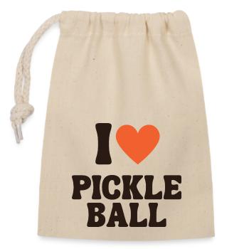 I Love Pickleball ❤️ Retro Pickle Ball Coeur Chemise - Sac cadeau en coton avec cordon (14 x 20 cm) - nature - Devant
