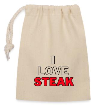 I Love Steak - I Love Steak Grilling Grill BBQ - Closable cotton gift bag (14x20cm) - nature - Front