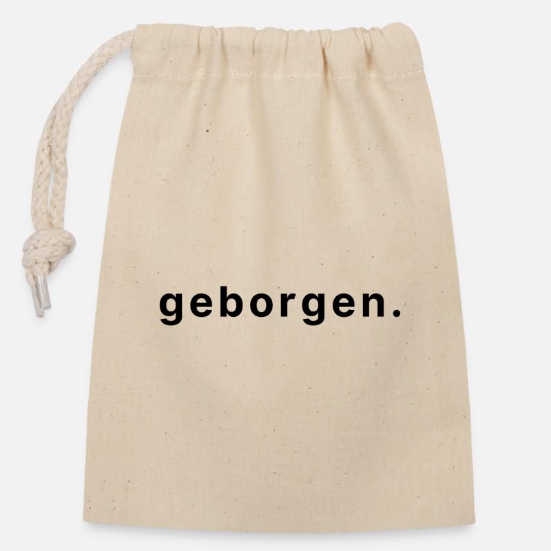 geborgen. - Verschließbarer Geschenkbeutel aus Baumwolle (14x20cm) - Natur