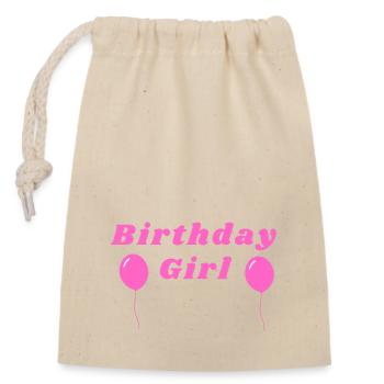 Birthday Girl - Closable cotton gift bag (14x20cm) - nature - Front