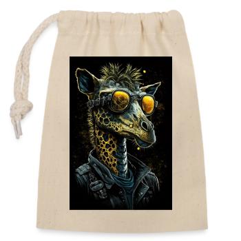 Cool Punk Giraffe - Closable cotton gift bag (14x20cm) - nature - Front