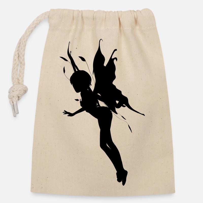 Petite Fée - Sac cadeau en coton avec cordon (14 x 20 cm) - nature