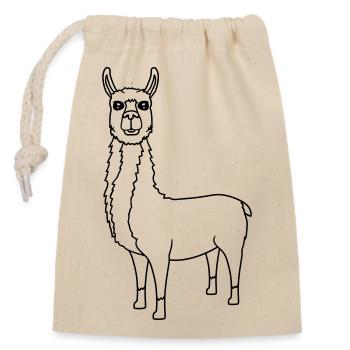lama chameau alpaga amérique du sud animal mignon mignon - Sac cadeau en coton avec cordon (14 x 20 cm) - nature - Devant