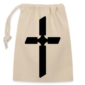 Cross Christianity - Closable cotton gift bag (14x20cm) - nature - Front