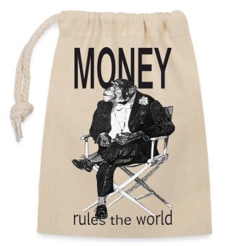 L’argent gouverne le monde - Sac cadeau en coton avec cordon (14 x 20 cm) - nature - Devant