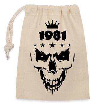 1981 Totenkopf - Verschließbarer Geschenkbeutel aus Baumwolle (14x20cm) - Natur - Vorne